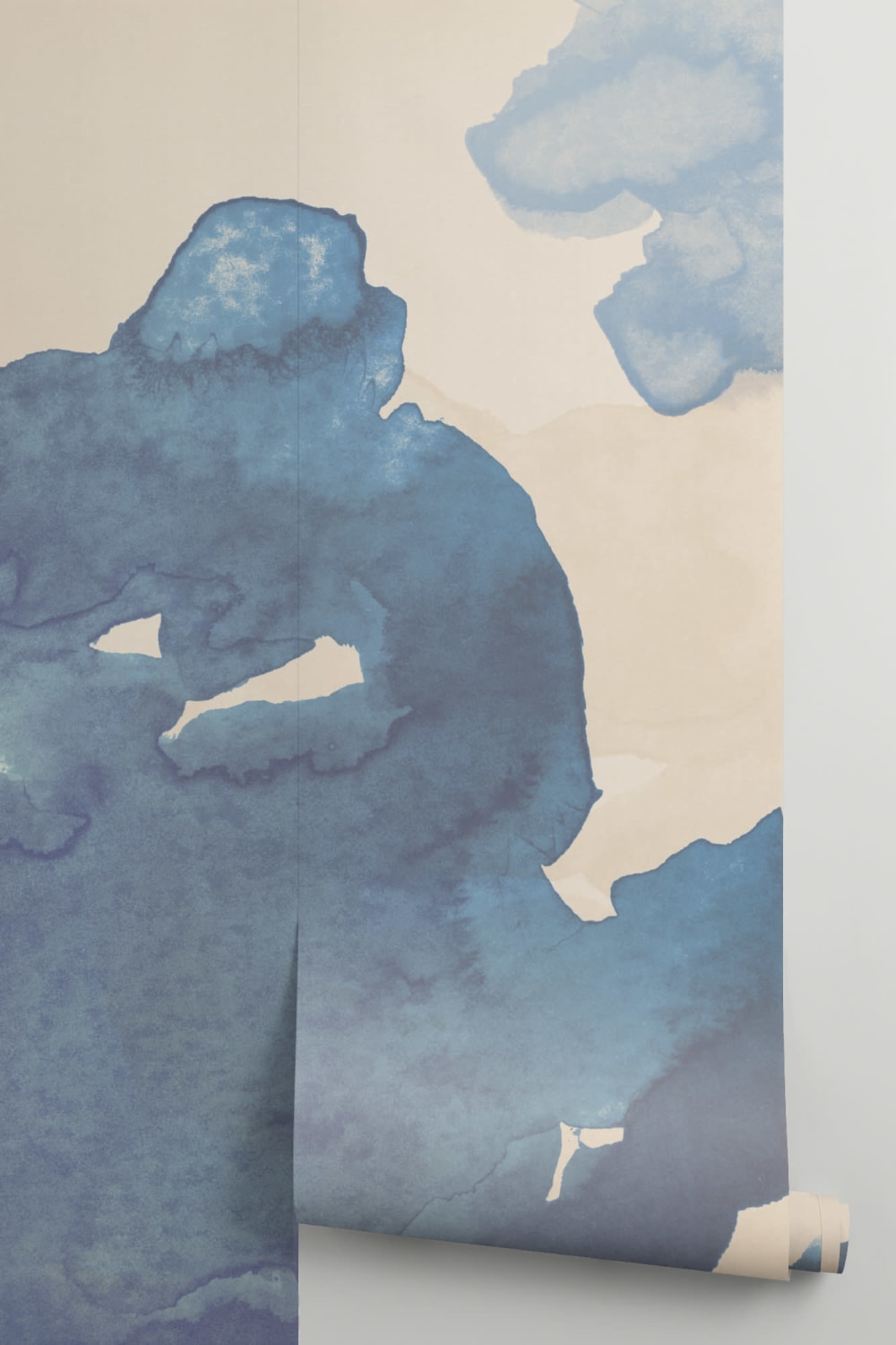 Blue Ombre Watercolour Inkspill Wall Mural