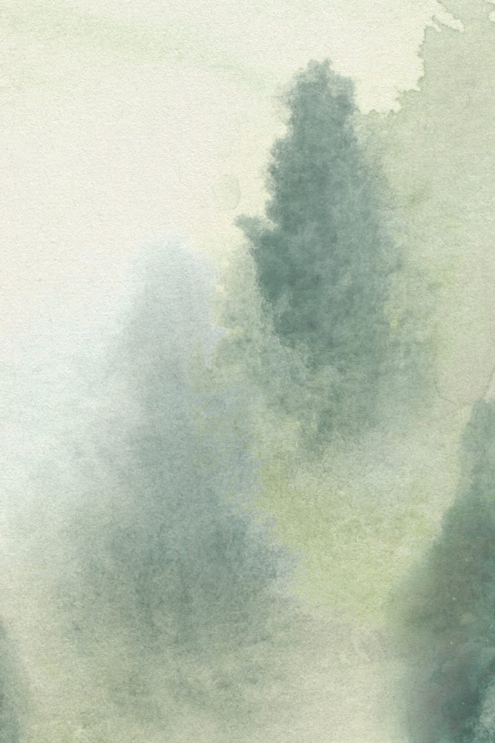 Green Serene Landscape Watercolor Mural For Tranquil Spaces