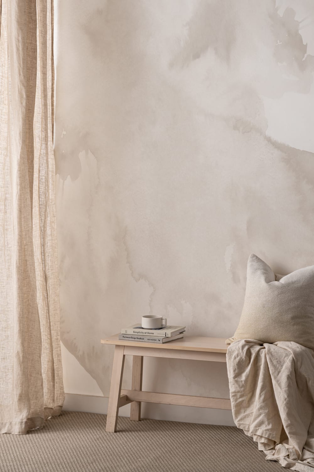 Beige Swilling Abstrakt Akvarell Mural-tapeter