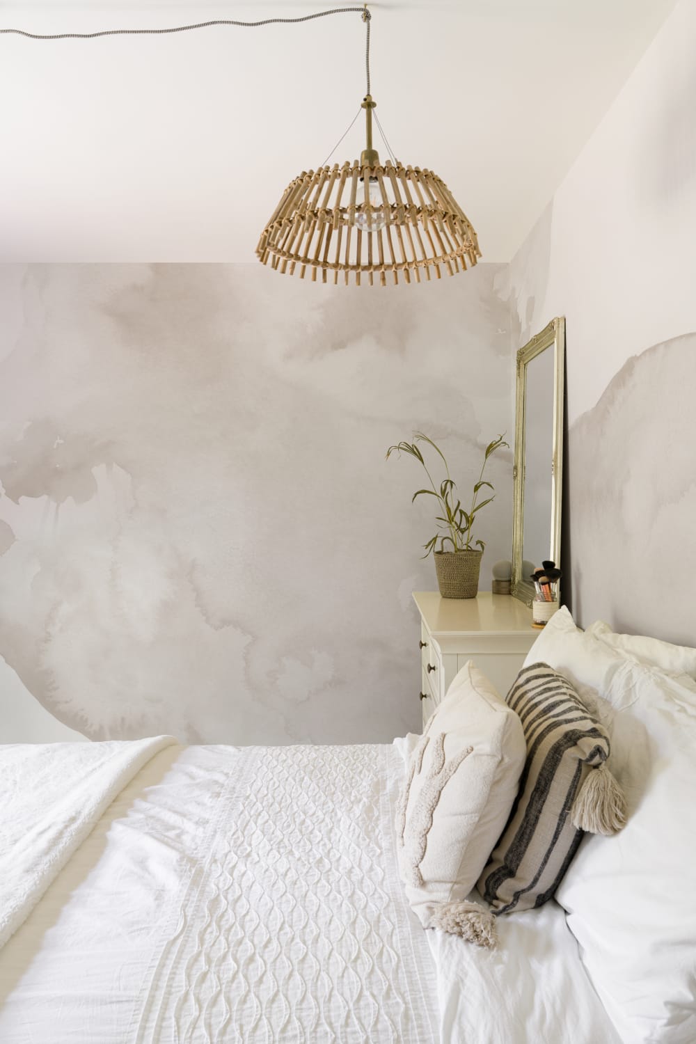 Beige Swilling Abstrakt Akvarell Mural-tapeter