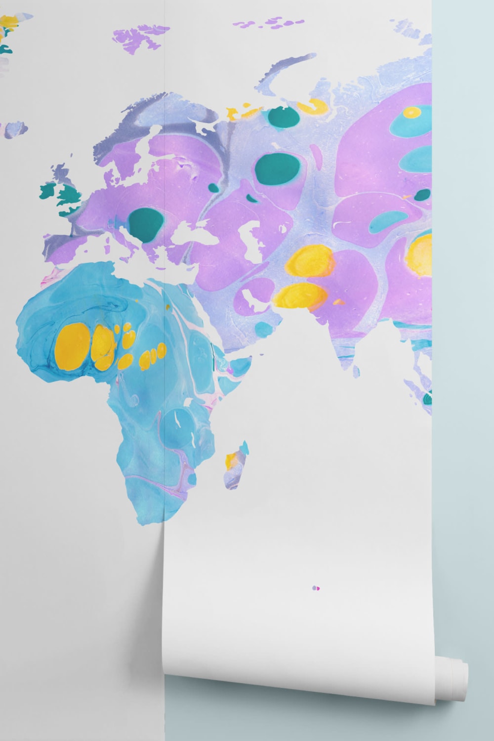 Multi-Colored Marble World Map Wallpaper Mural