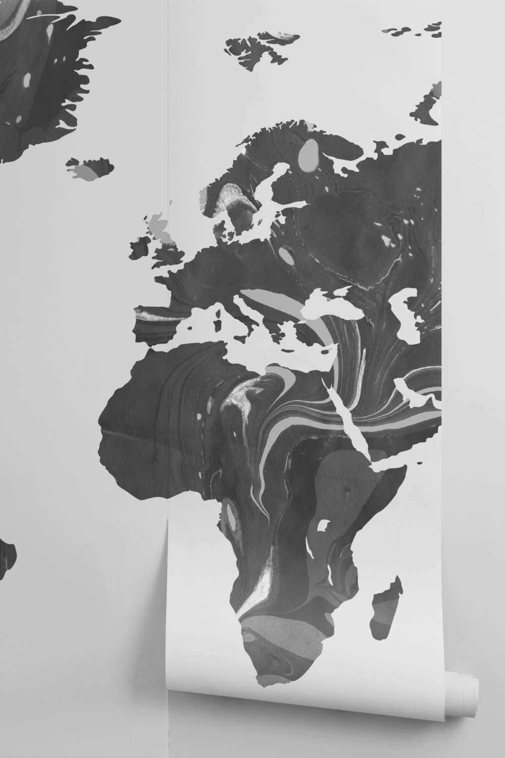 Black & Grey Marble Map Wallpaper Mural