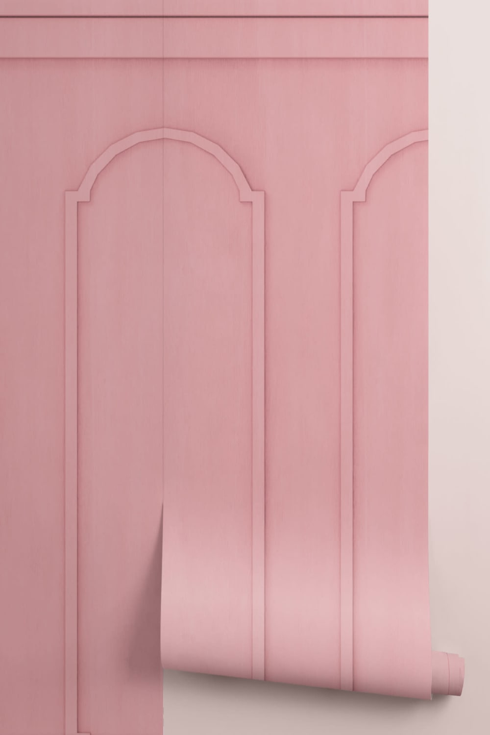 Papier Peint Panoramique Effet Boiserie Motif Arcade Rose