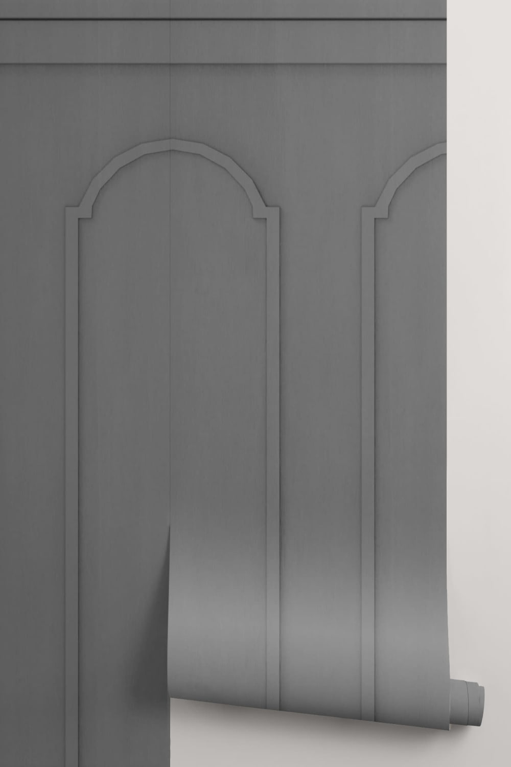 Mural de papel de parede com efeito de painel de madeira georgiano arqueado preto