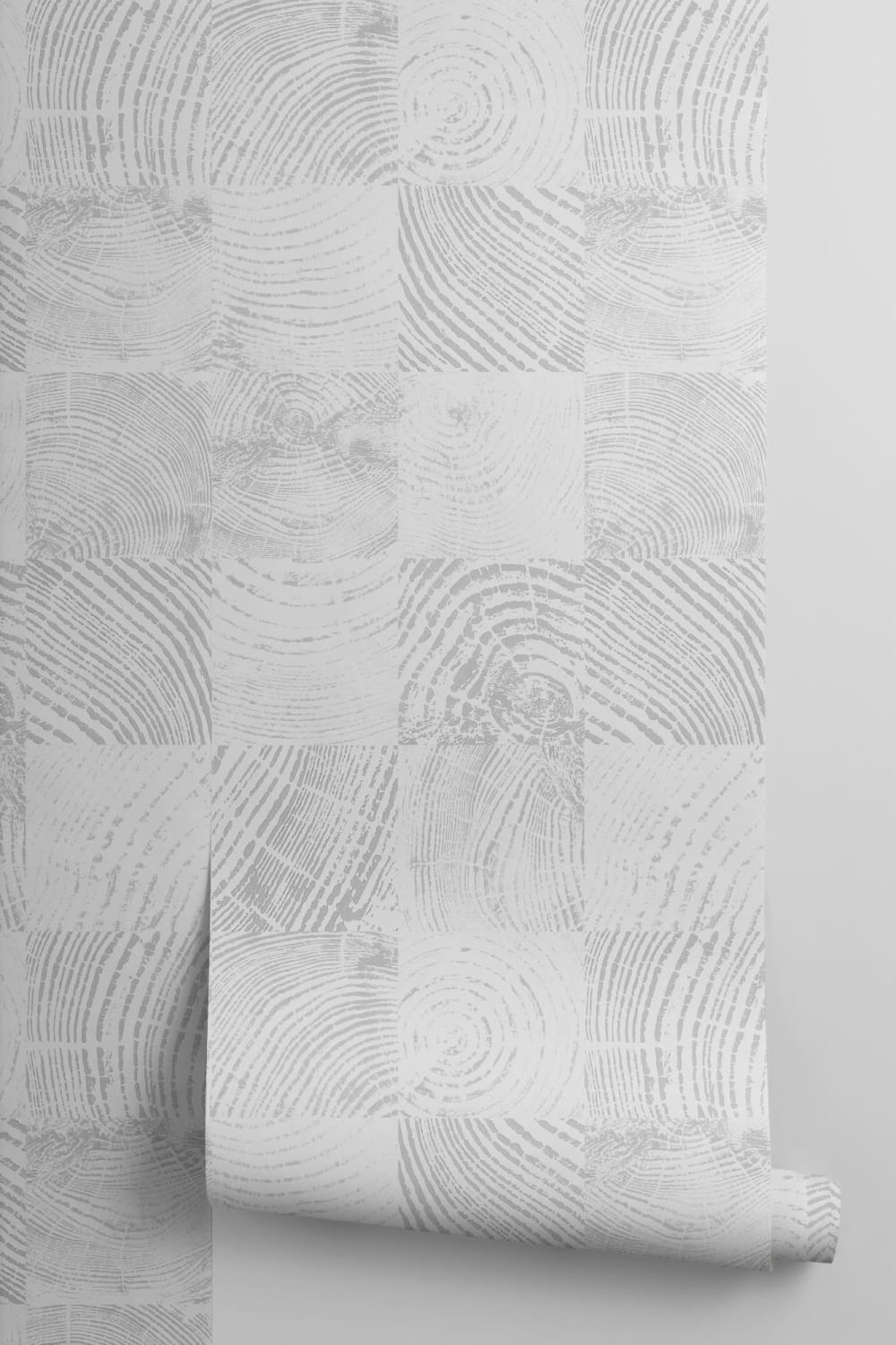 Papier Peint Bois en Carrés Gris