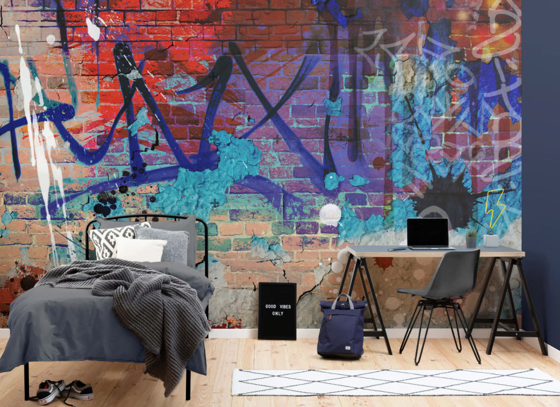 graffiti brick wall wallpaper
