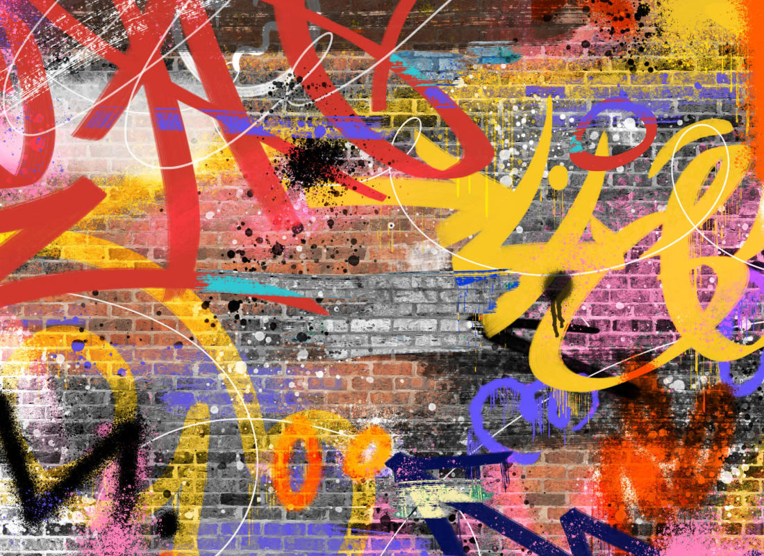 graffiti brick wall wallpaper