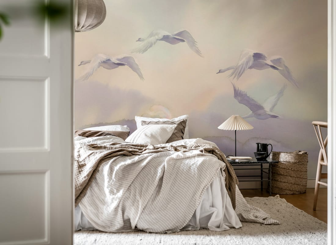 Flying Swans, Pastel - Rebel Walls