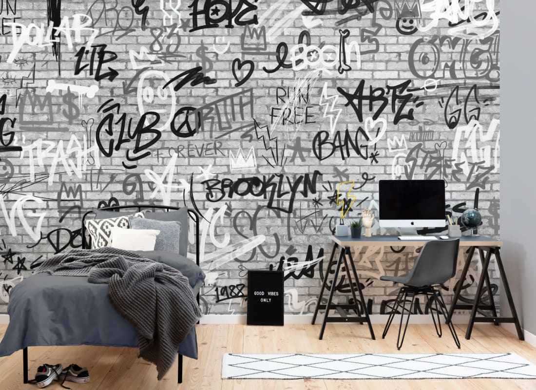 graffiti brick wall wallpaper