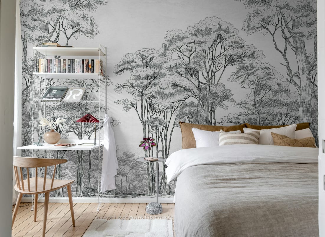 bedroom black and white wallpaper