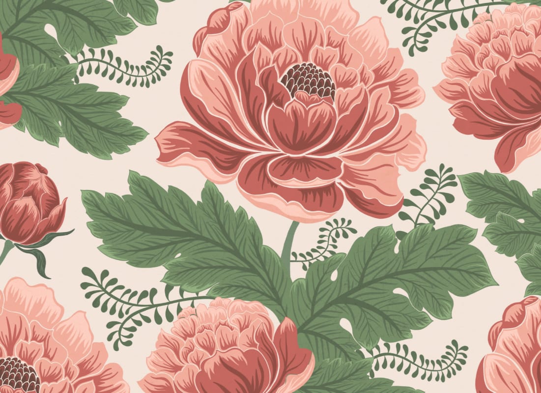 Vintage Floral Pattern Wallpaper Pink