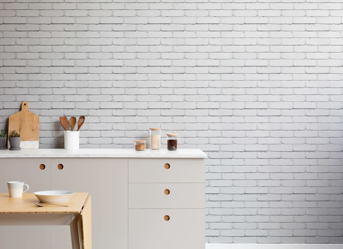 white brick wallpaper b&q