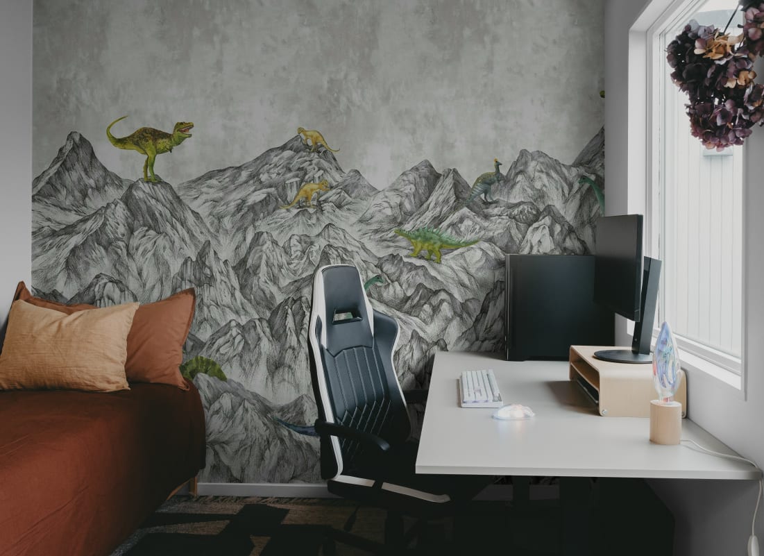 dinosaur wallpaper grey