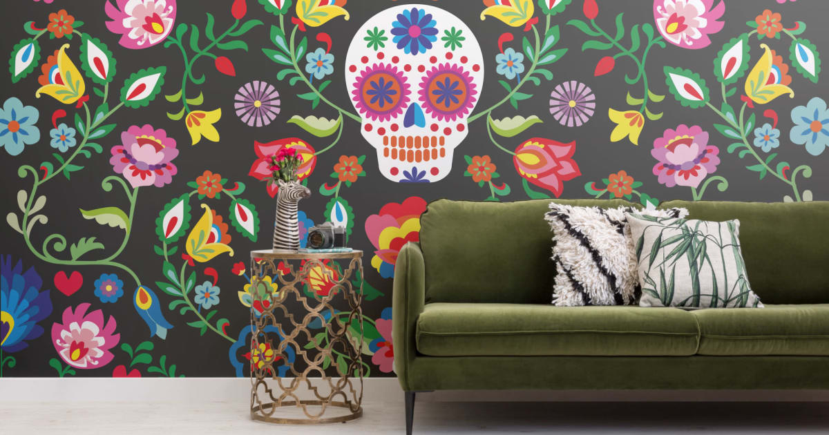 sugar skull wallpaper b&m