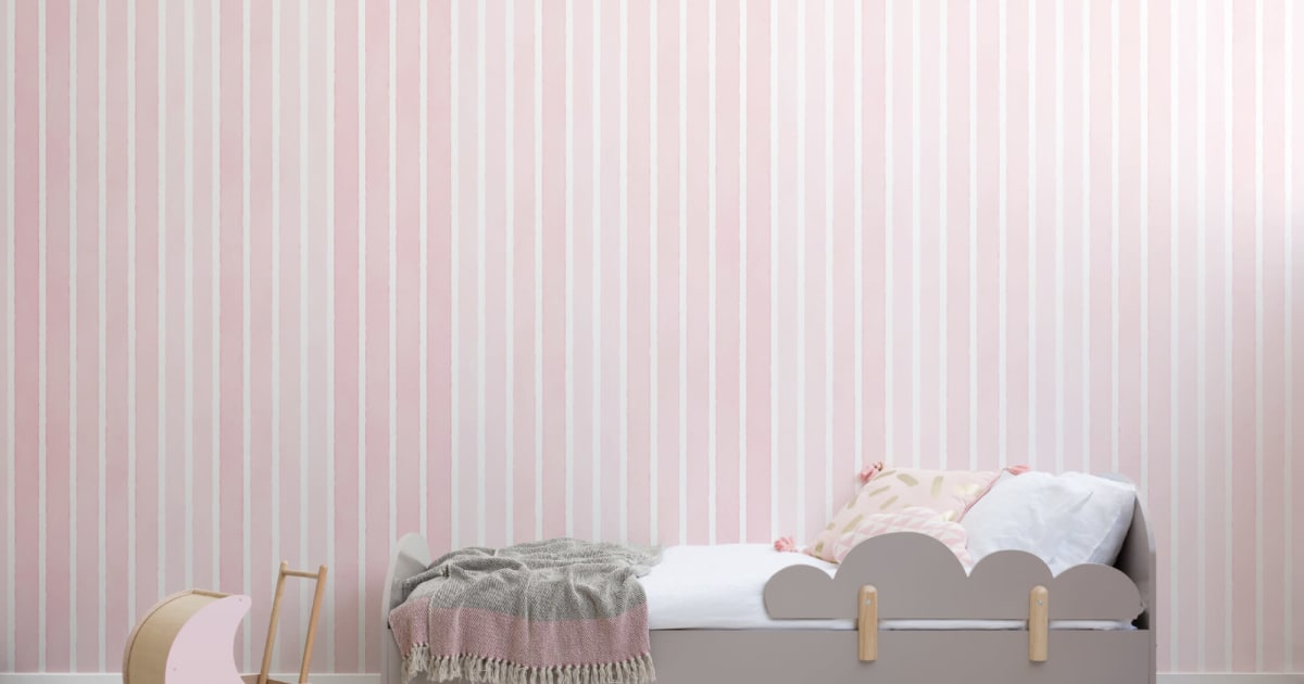pink striped wallpaper room