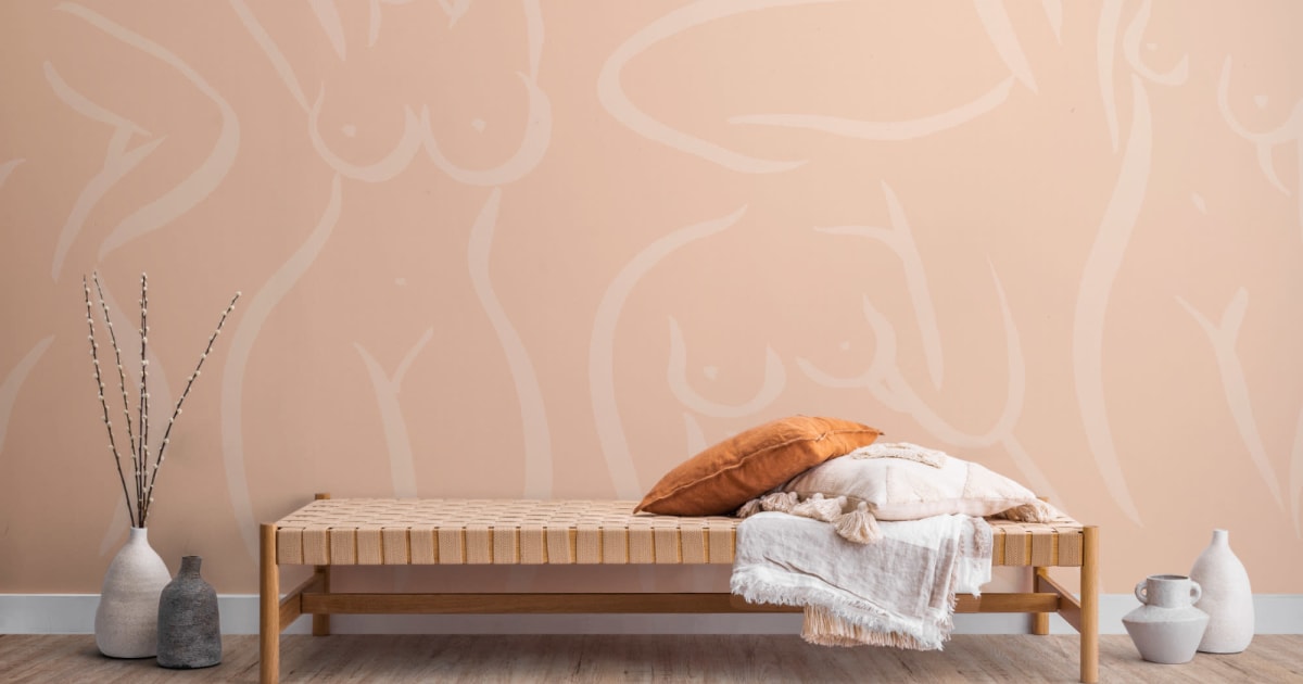 Peach Fuzz Nude Woman Figure Drawing Wall Mural - Hovia
