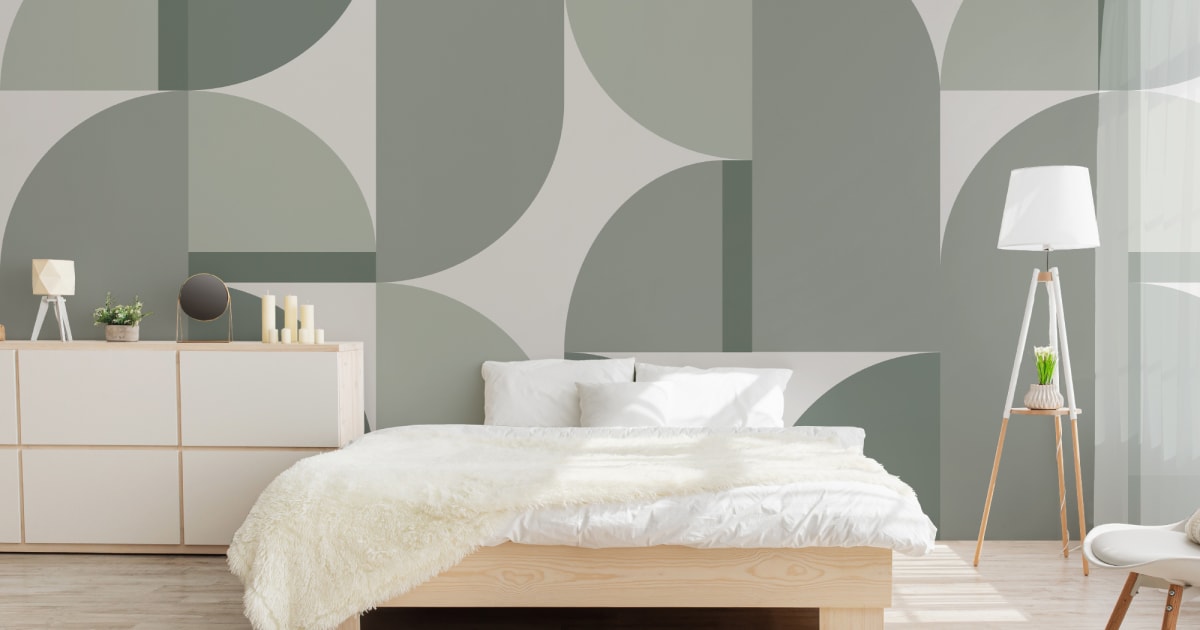 Grön Geometrisk Samtida Abstrakt Mural-Tapeter - Hovia - Hovia