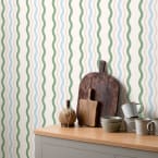 Wavy Ric Rac Striped Pattern Wallpaper - Hovia
