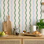 Wavy Ric Rac Striped Pattern Wallpaper - Hovia - Hovia