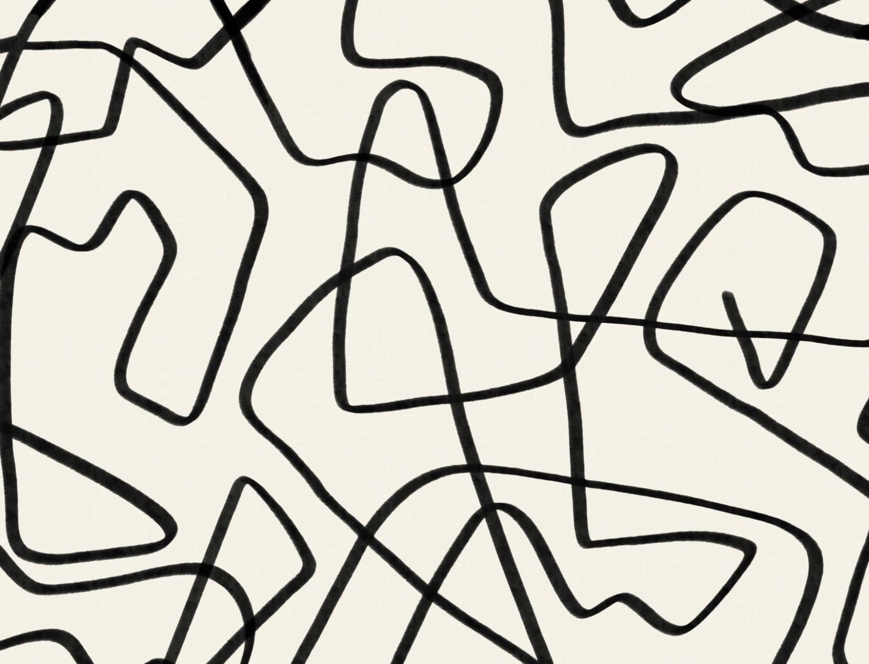 Black & Beige Abstract Doodle Wall Mural