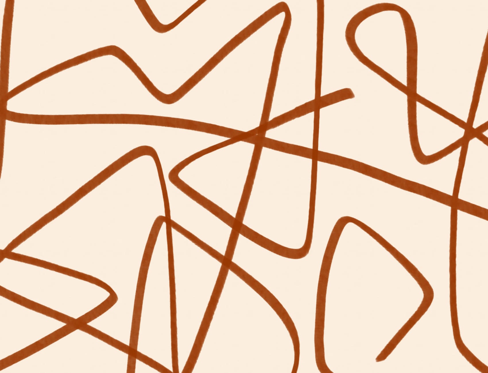 Terracotta & Bej Wavy Line Abstract Wallpaper Mural