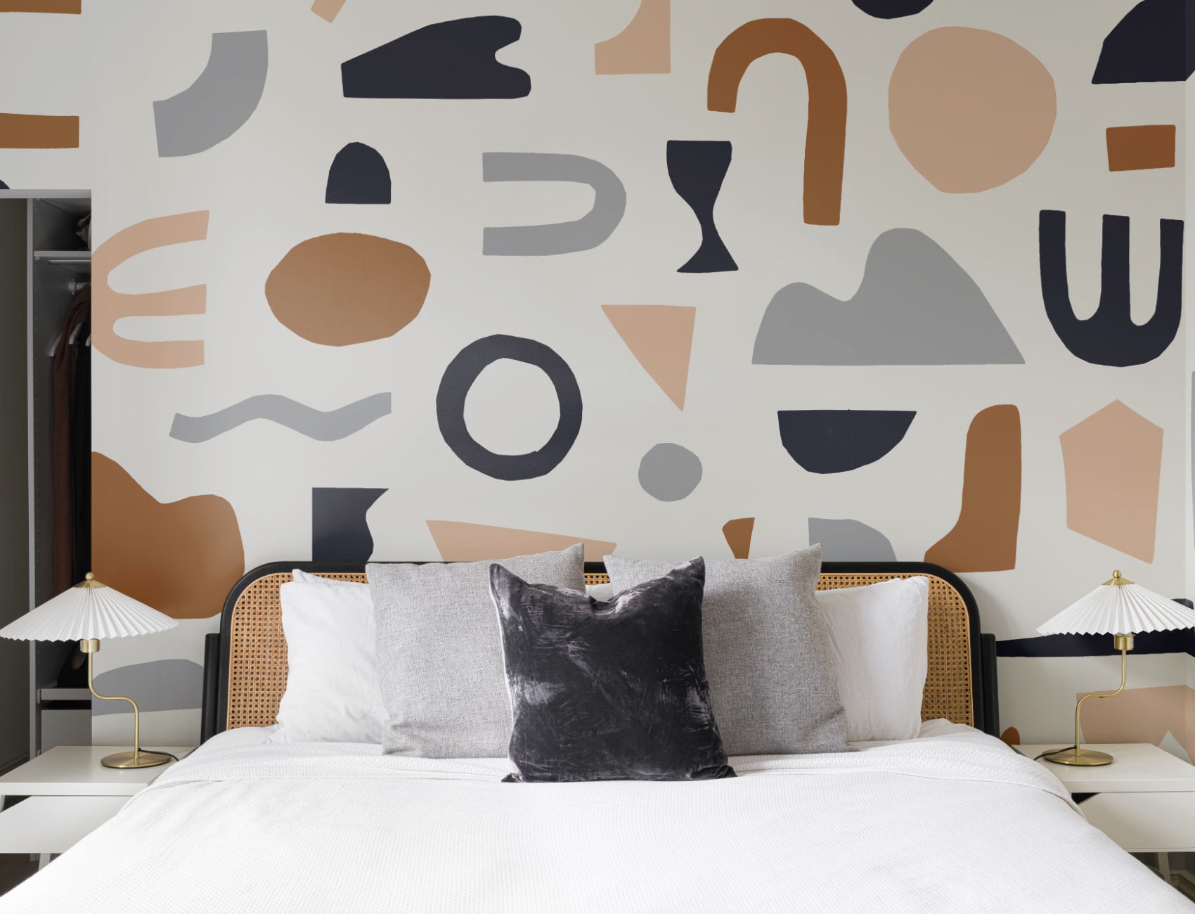 Navy & Neutral Abstract Shapes Wallpaper Mural