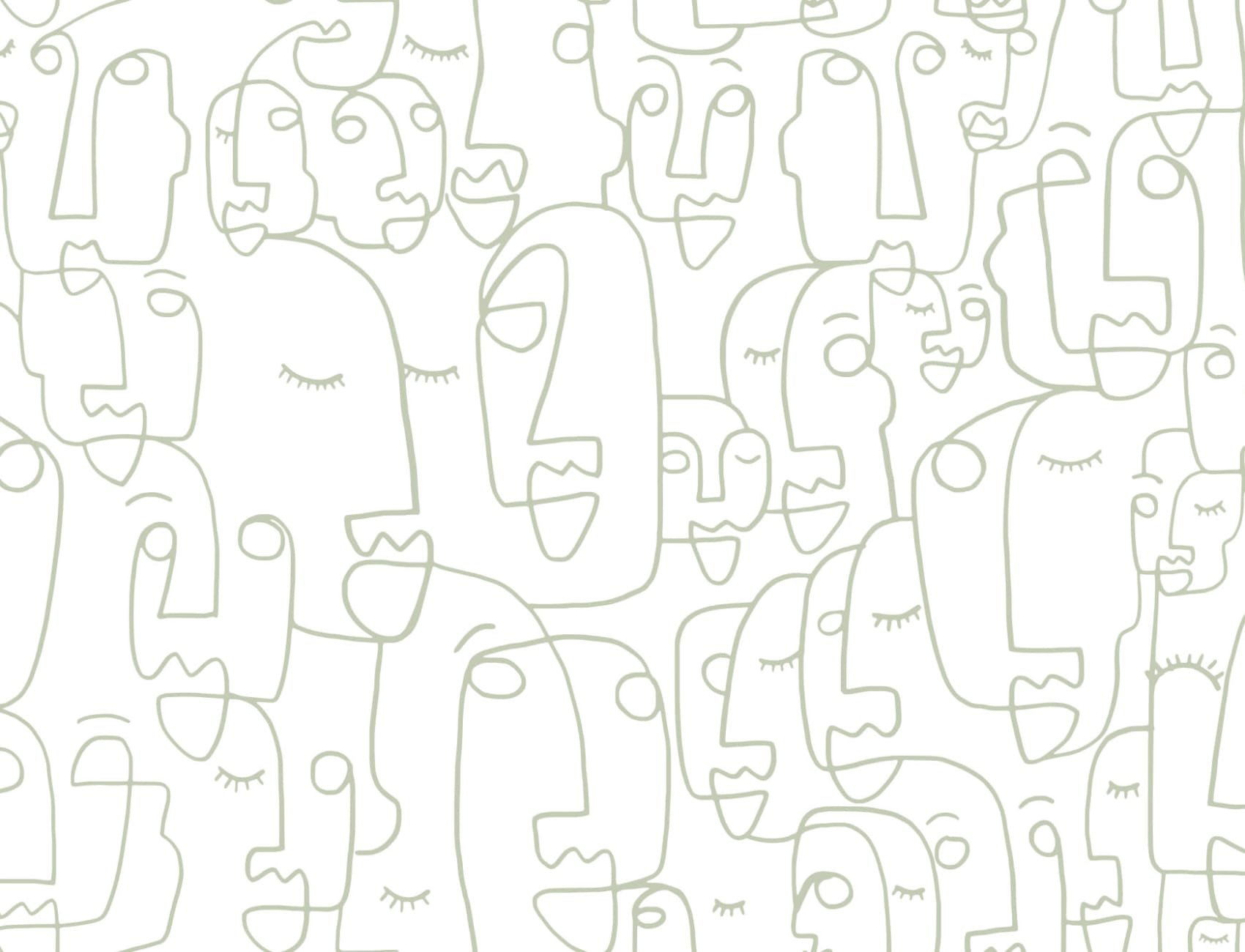Large Sage Line Drawing Face Wallpaper Mural