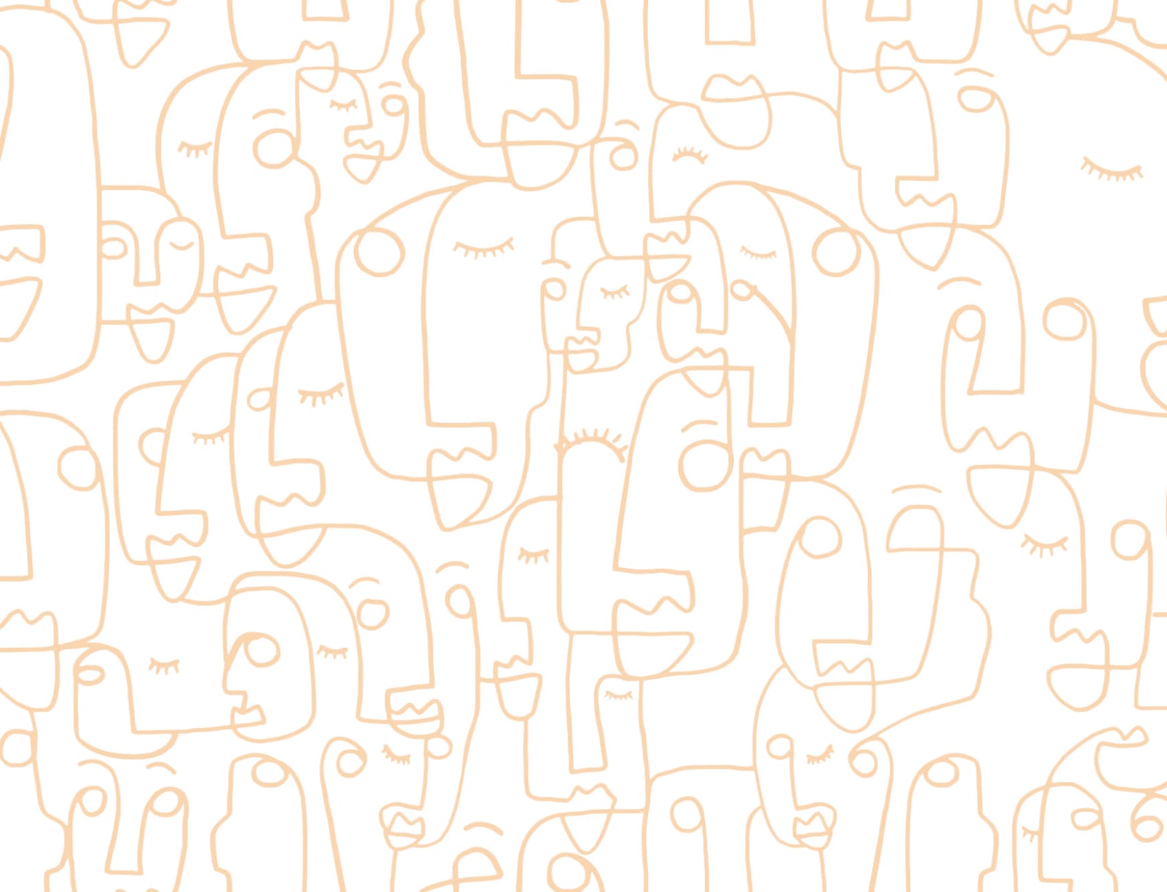 Nude Line Drawing Face Wallpaper Mural