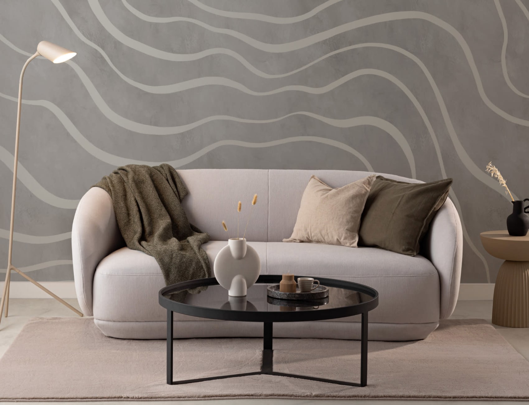 Modern Gray Natural Lines Wallpaper Mural