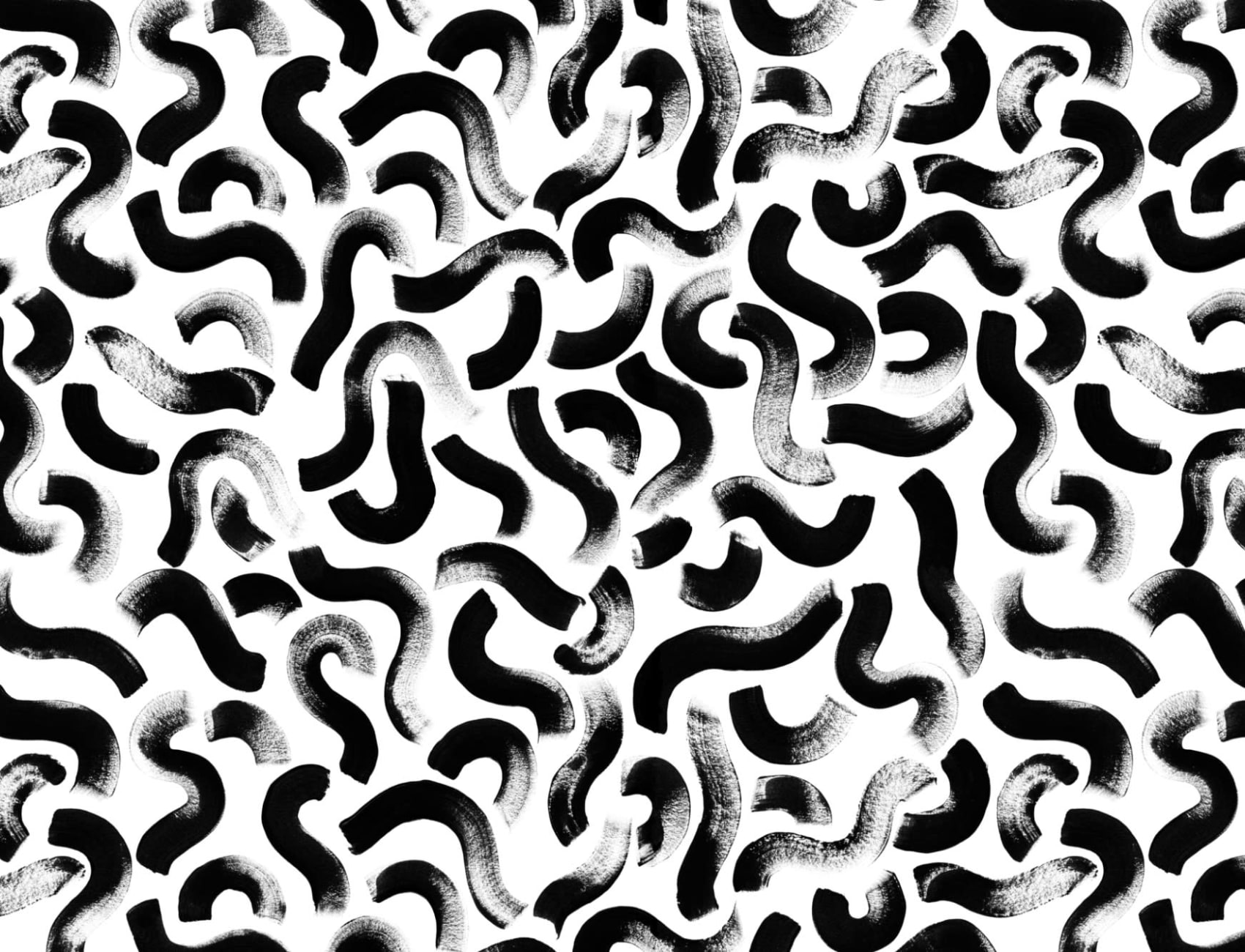 Abstract Black Painted Squiggles Repeat Pattern Wallpaper