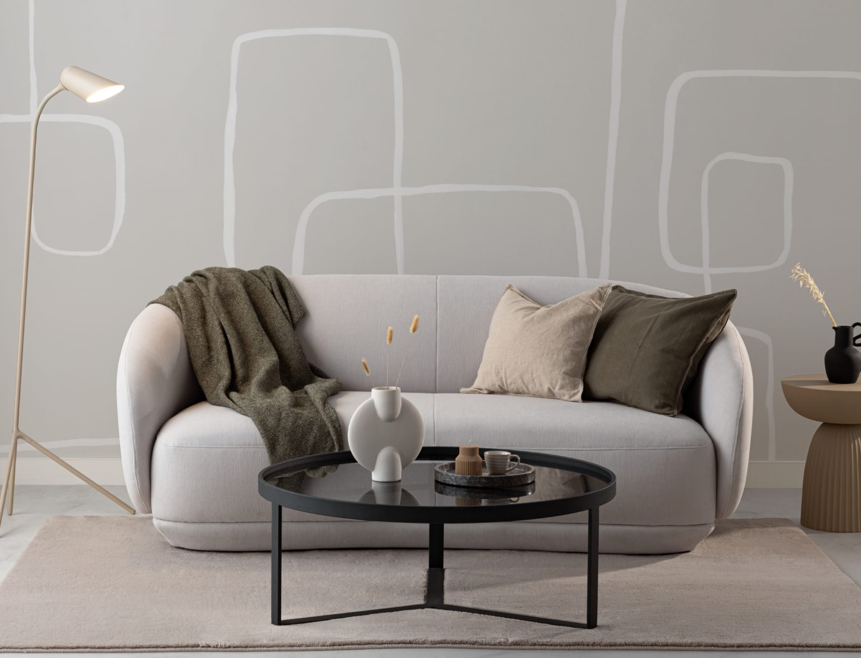 Modern Neutral Abstract Art Wallpaper Mural