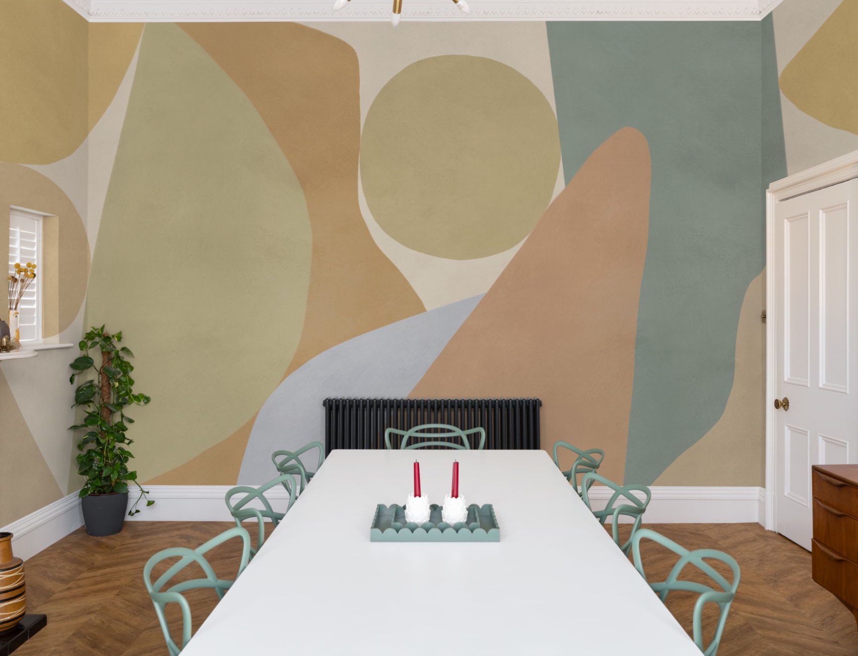 Multicolor Abstract Shapes Contemporary Wall Mural Design Mural