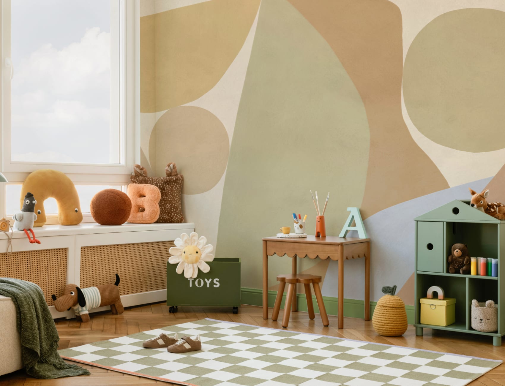 Multicolor Abstract Shapes Contemporary Wall Mural Design Mural