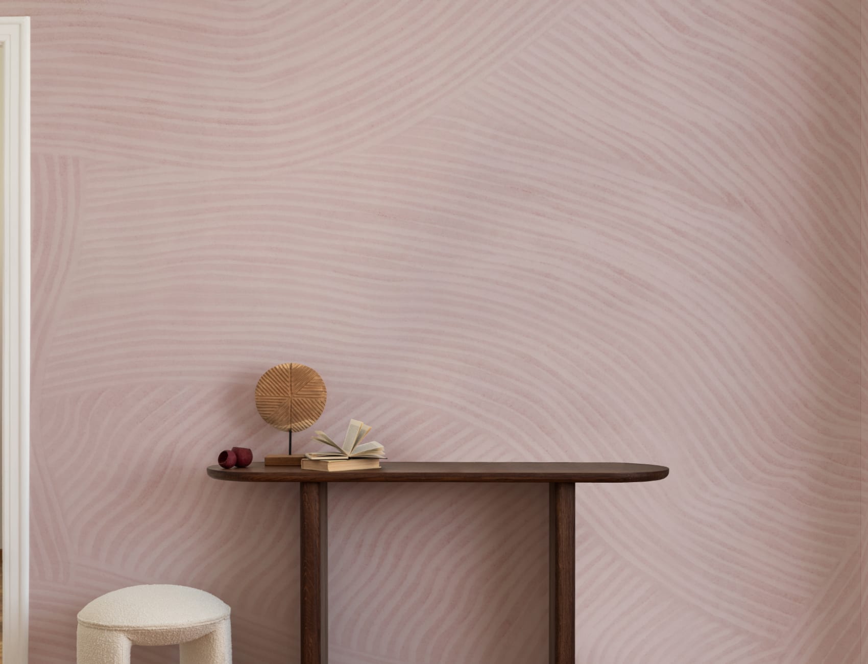 Pink Curved Flowing Shapes Mural