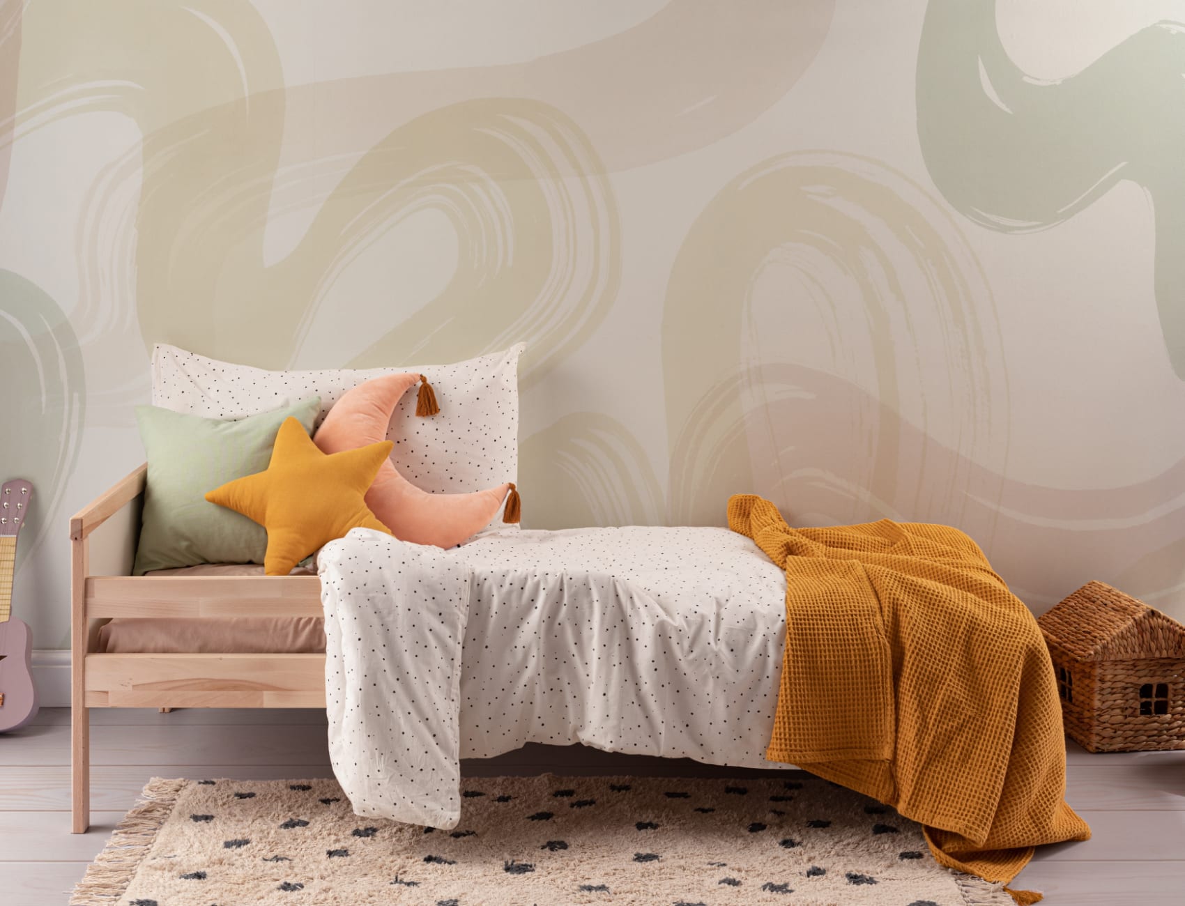 Pastel Abstract Swirl Brush Strokes Mural