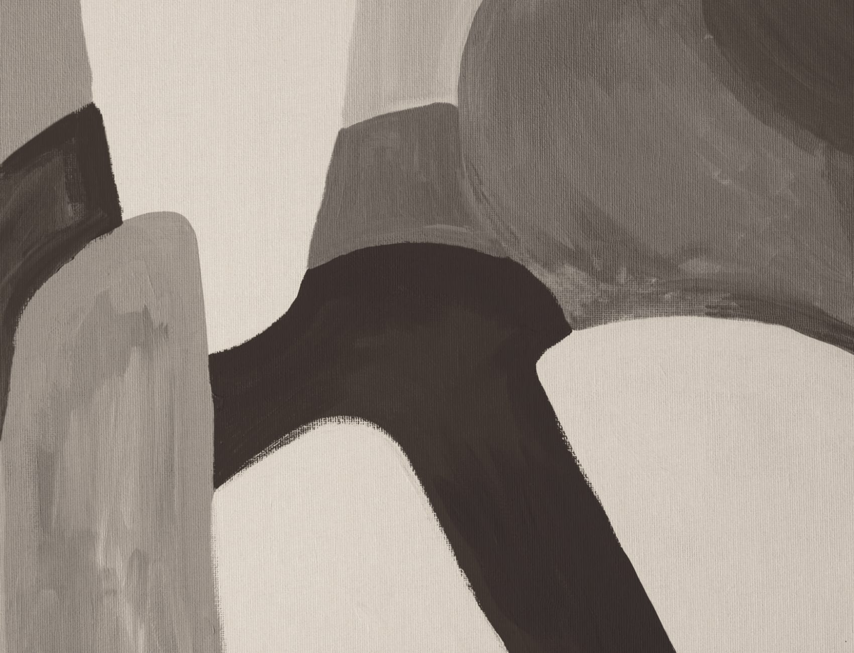 Painted Abstract Shapes Mural in Charcoal and Taupe