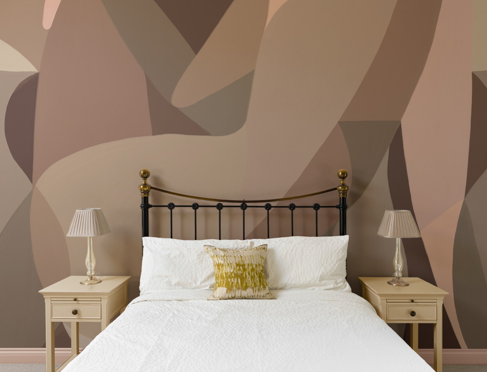 Female Form Abstract Shapes Mural in Earthy Browns