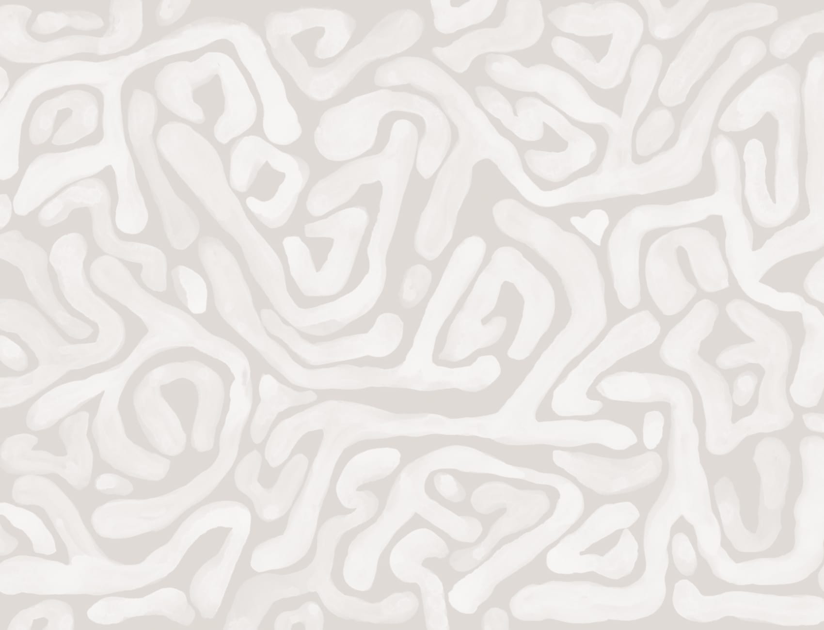 Hand-Painted Organic Flow Pattern Mural in Beige