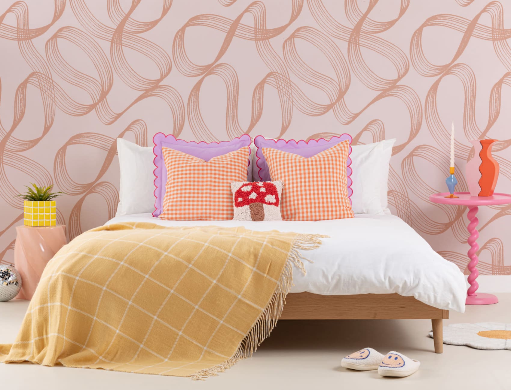 Pink 3D Effect Pattern Wall Mural