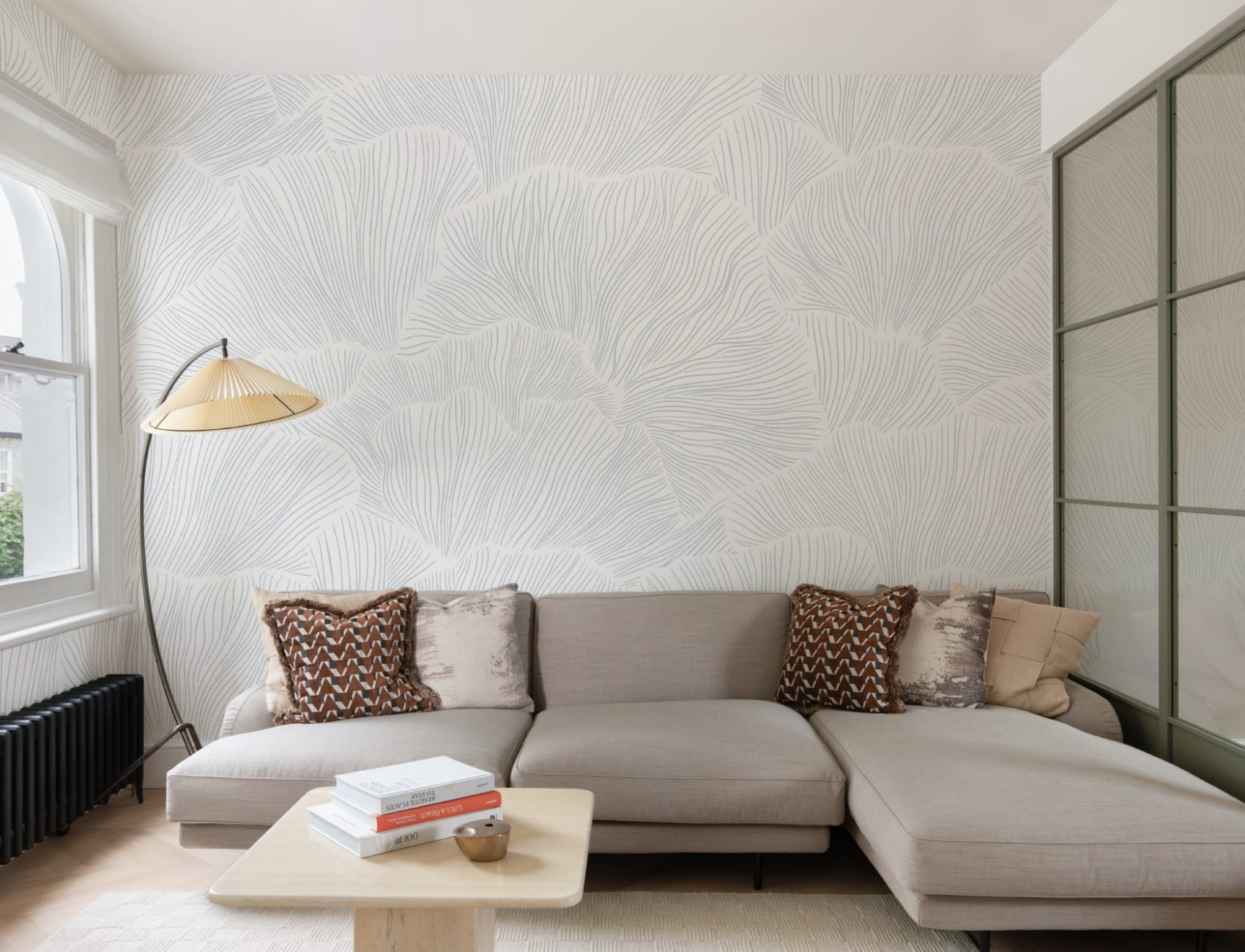 Blauwe Minimalistische Paddestoel Muurschildering