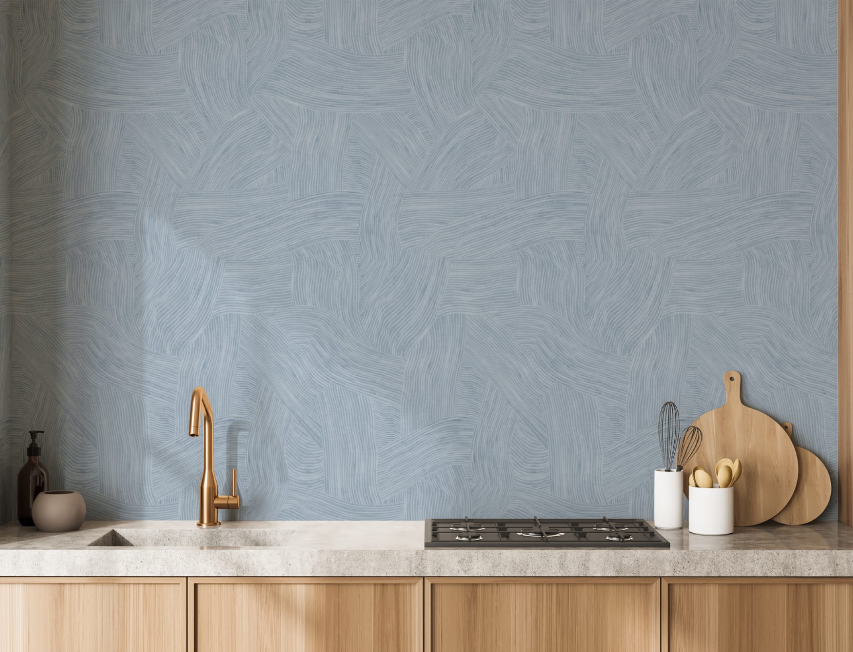 Blue Layered Curved Shapes Wallpaper