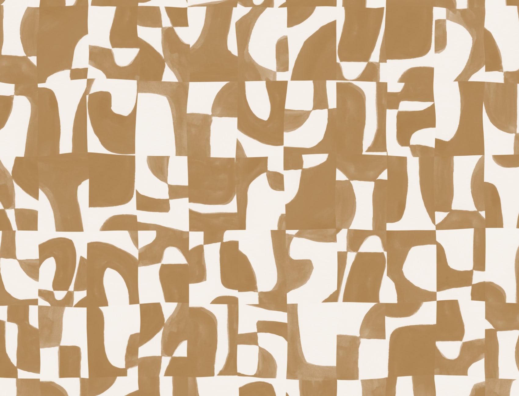 Modern Mustard Abstract Wall Mural with Hand-Cut Shapes and Textured Effect