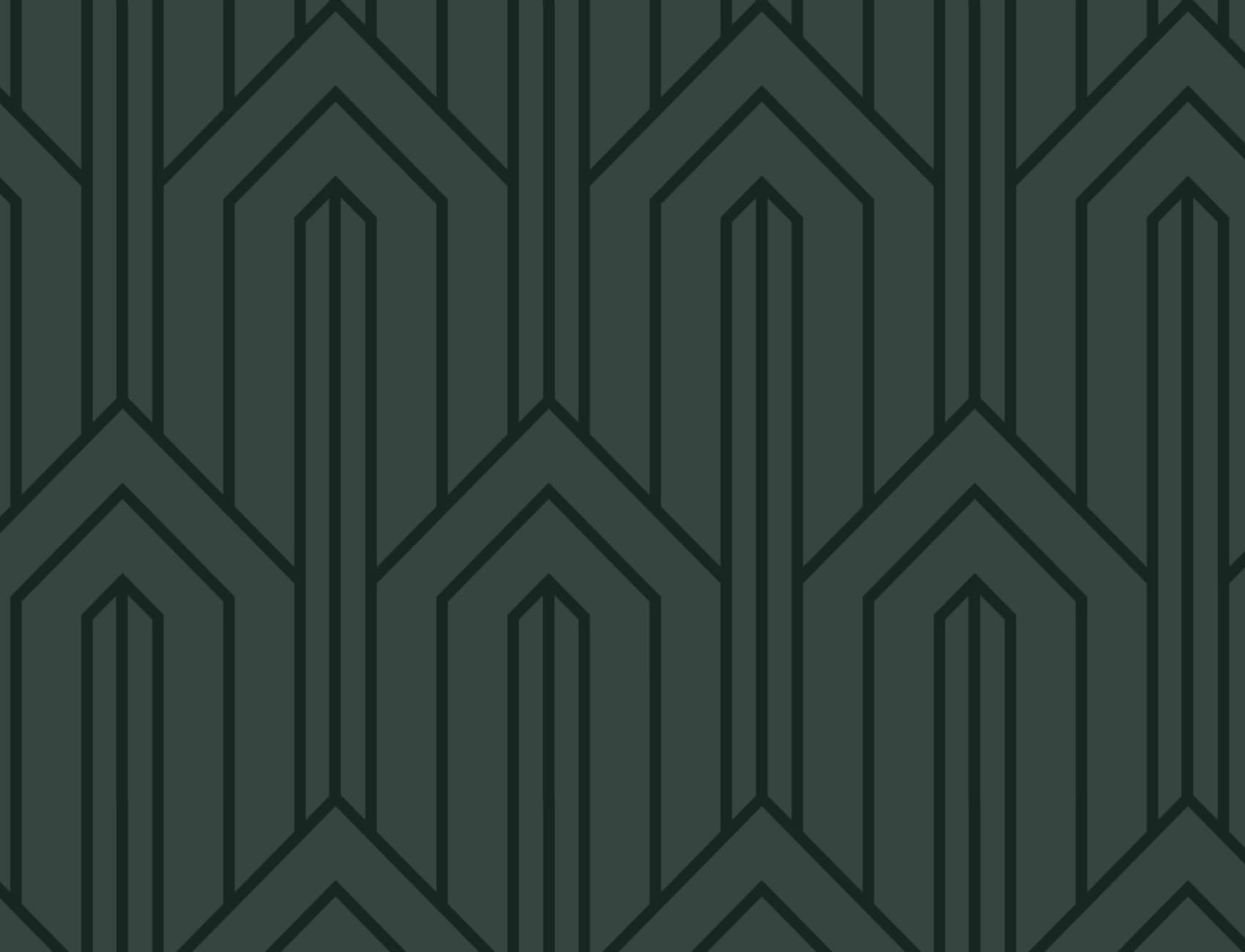 Mørkegrøn geometrisk linje art deco tapet vægmaleri
