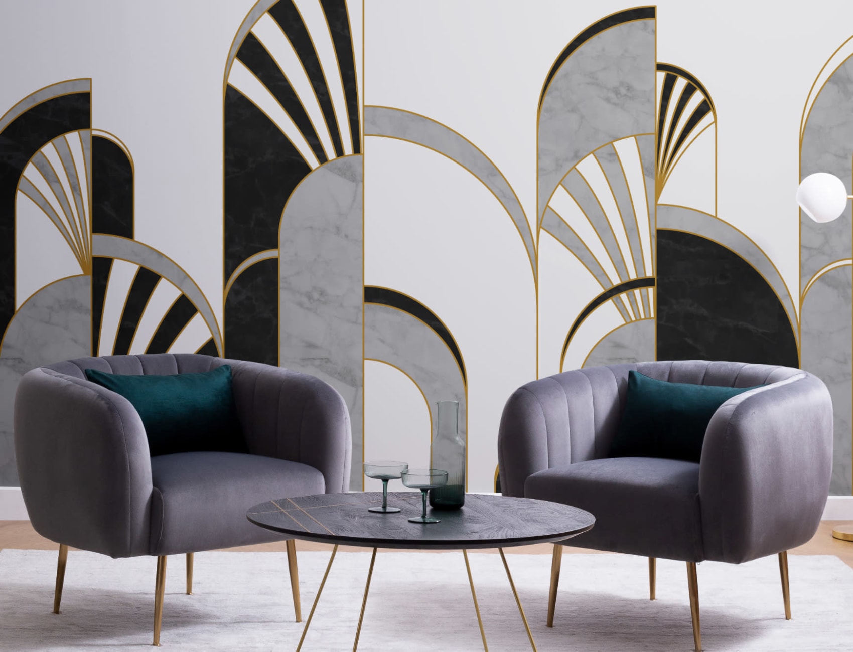 Black, White & Gold Art Deco Wallpaper Mural