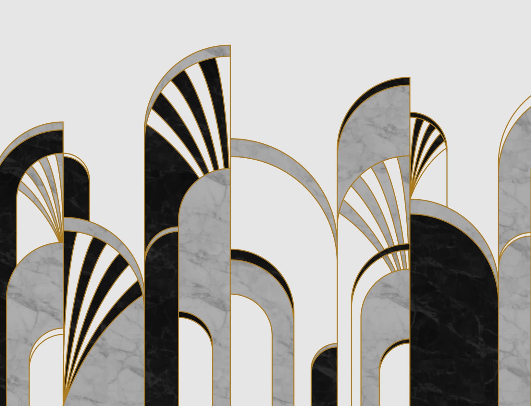 Black, White & Gold Art Deco Wallpaper Mural