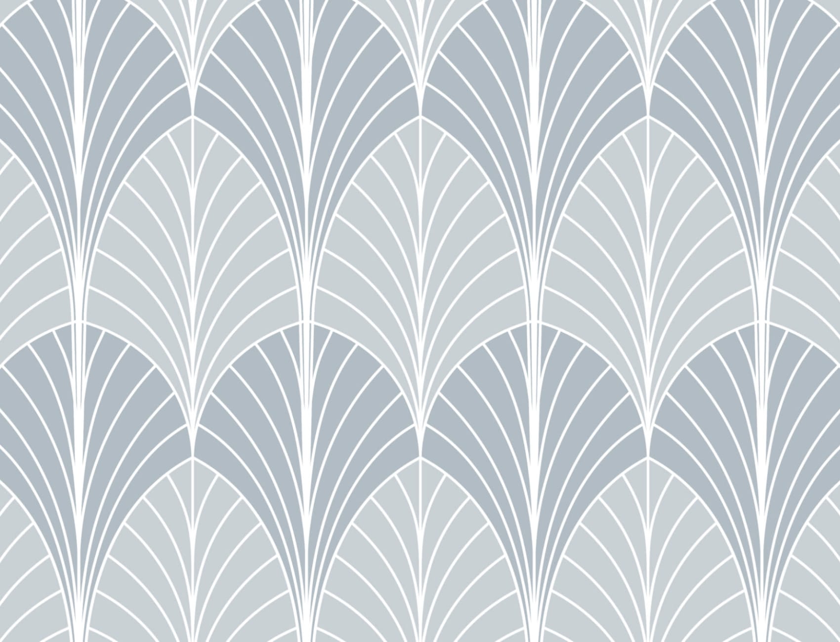 Grijs Art Deco Palmblad Patroon Behang