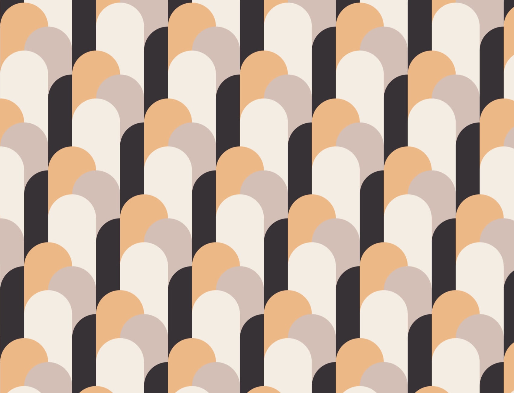 Cream Art Deco Arches Repeat Print Wallpaper Mural