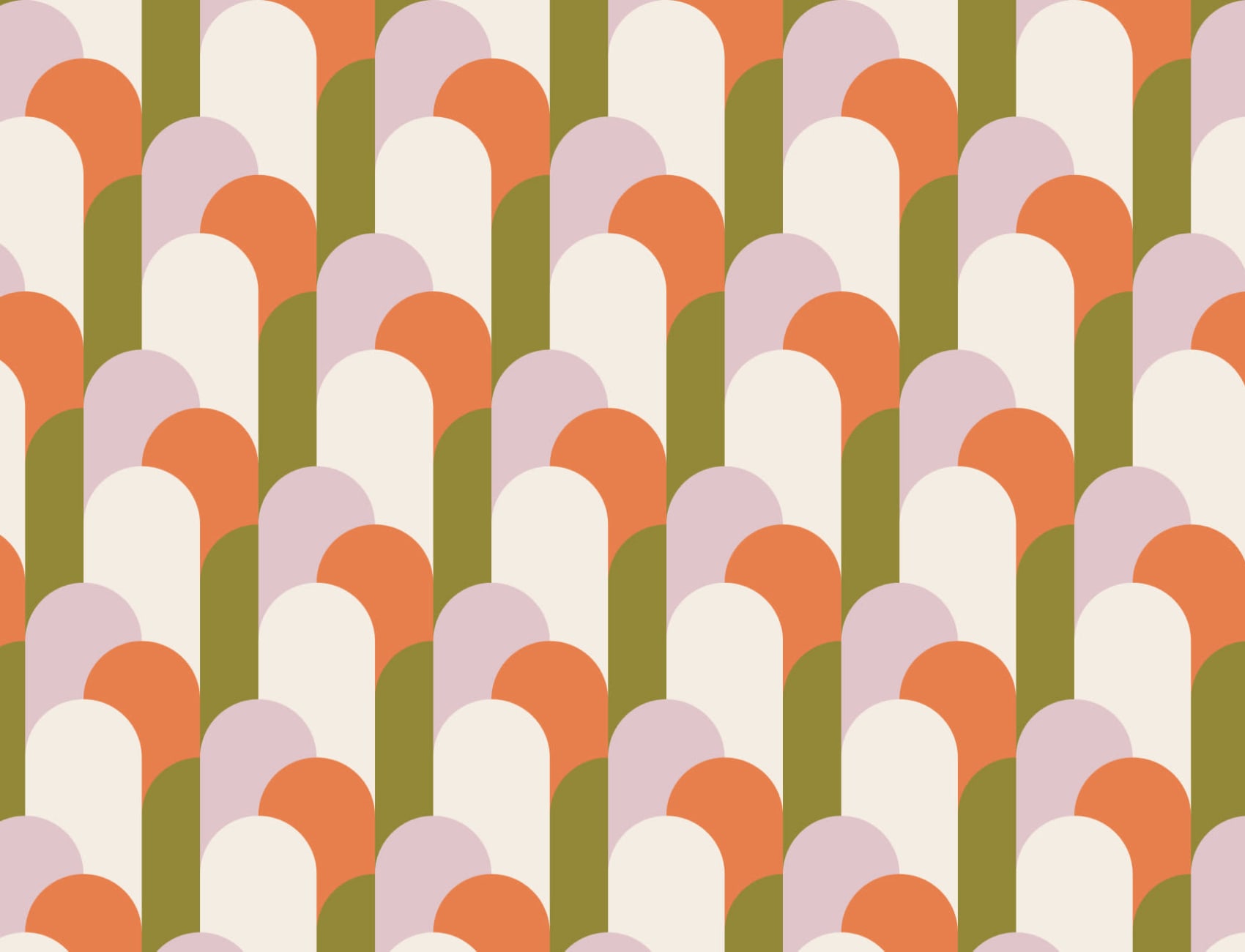 Panoramique motif d’arches art déco en vert et orange