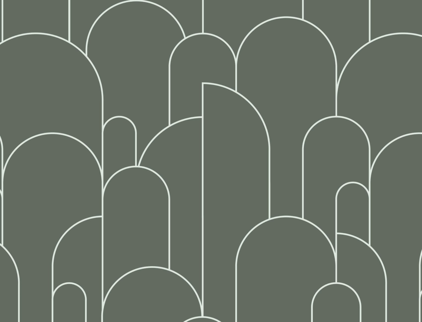 Dark Green Art Deco Arch Outlines Wallpaper Mural