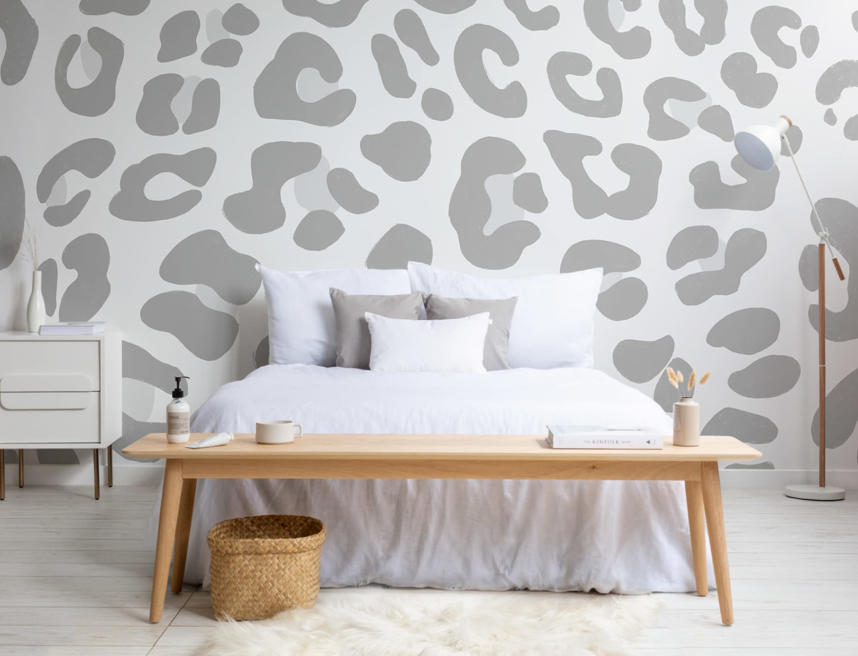 Gray Leopard Print Wallpaper Mural